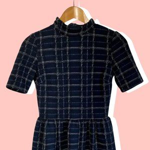 love…ady Cozy Navy and Black Plaid Mock Neck Short Sleeve Dress Size M (fits S)